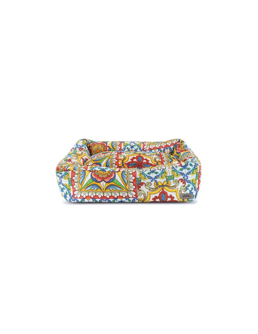 cuccia sicilia per cani e gatti stile mosaico siciliano vista laterale bordo rialzato