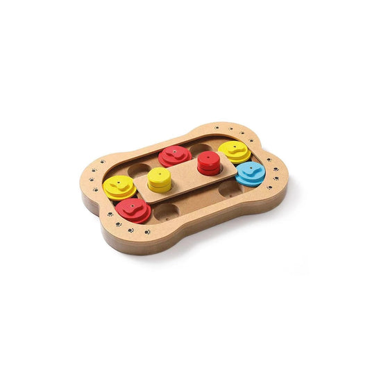 gioco di attivazione mentale per cani in legno a forma di osso livello 2