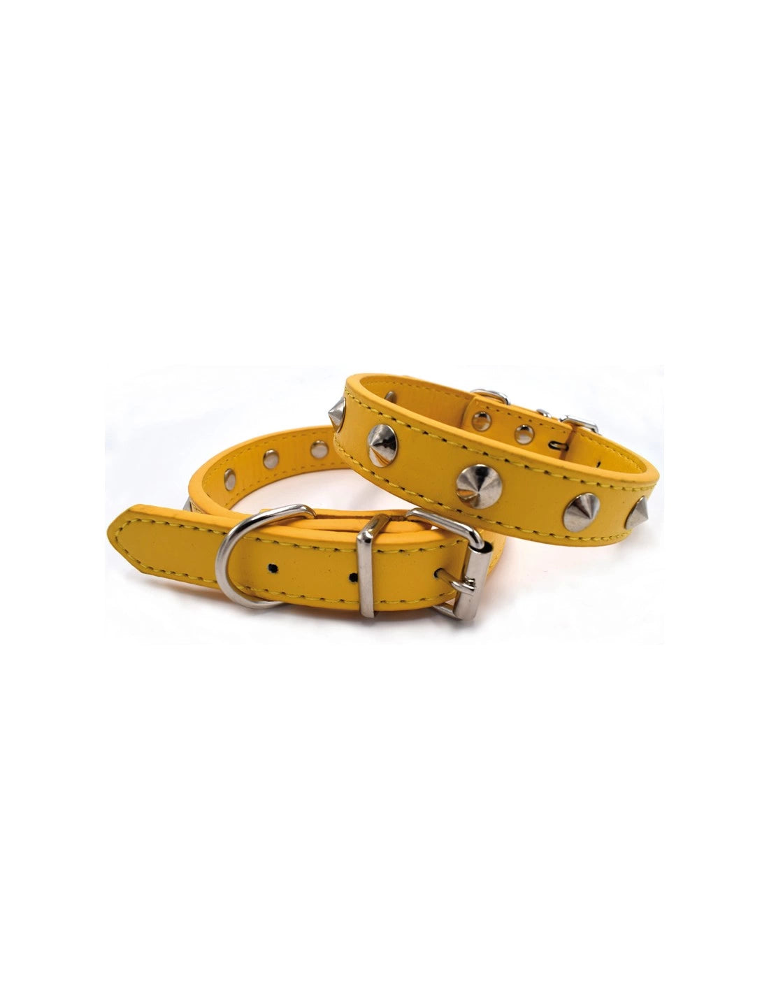 collare giallo con borchie per cani