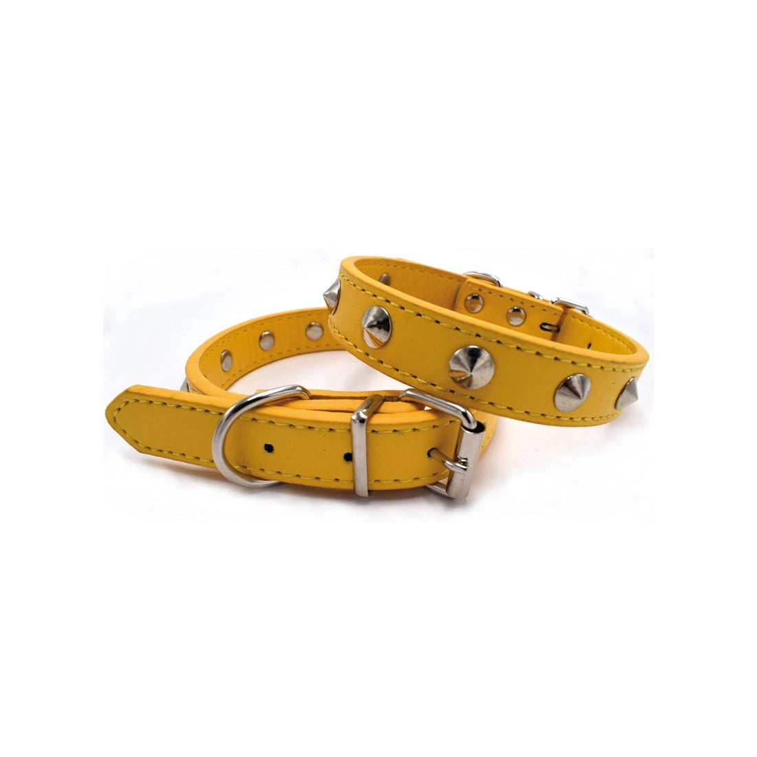 collare giallo con borchie per cani