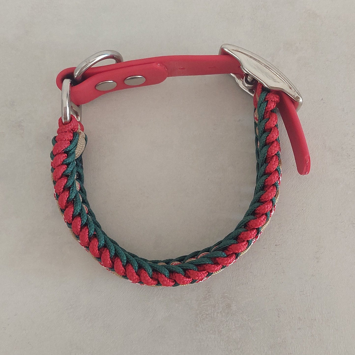 Collare Bosco Alpino in paracord e adattatore in biothane regolabile made in Italy artigianale