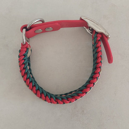 Collare Bosco Alpino in paracord e adattatore in biothane regolabile made in Italy artigianale