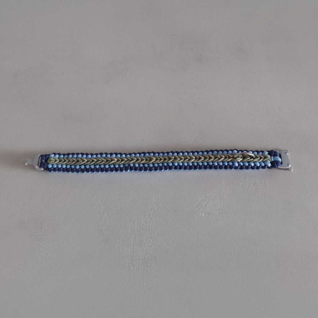 Collare Bosco Blu in paracord e chiusura in acciaio argentato non regolabile