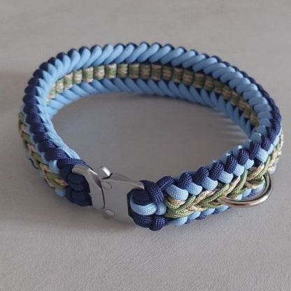 Collare Bosco Blu in paracord intrecciato a mano in vari colori della linea artigianale ZekyShop