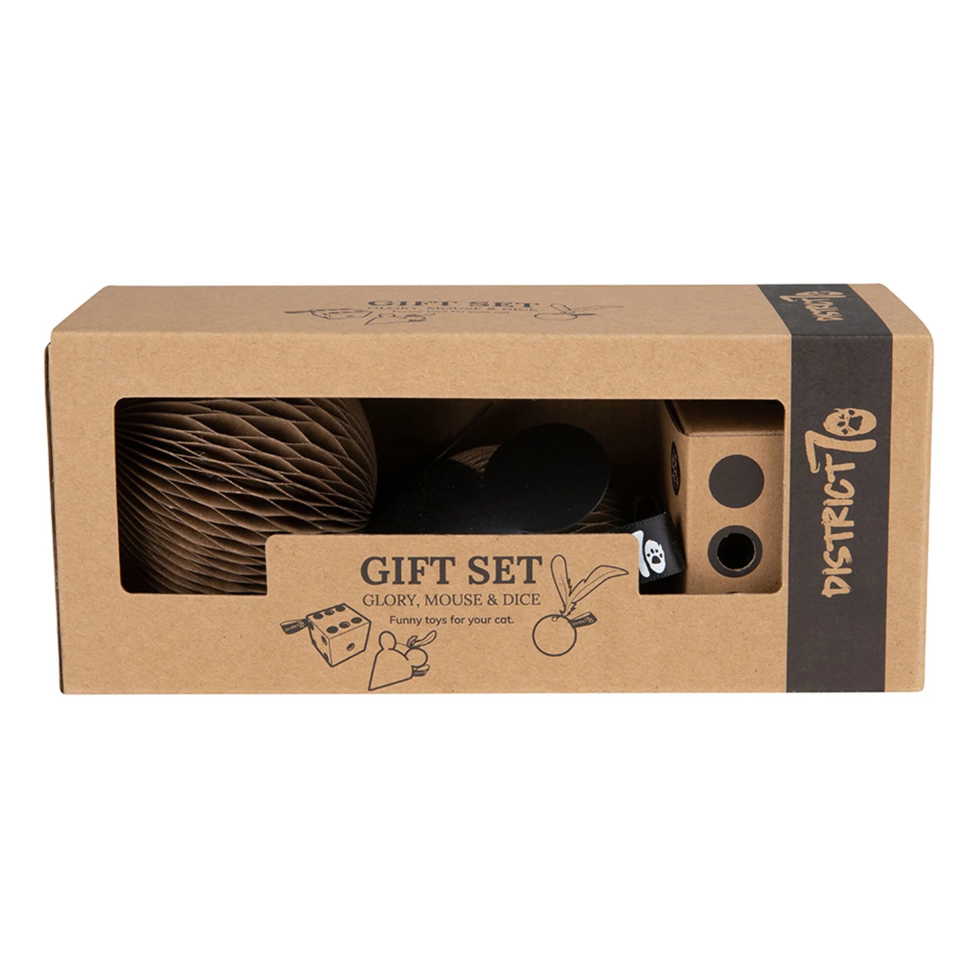 GiftBox Cofanetto regalo con 3 giochi in cartone per gatti, set giochi naturali