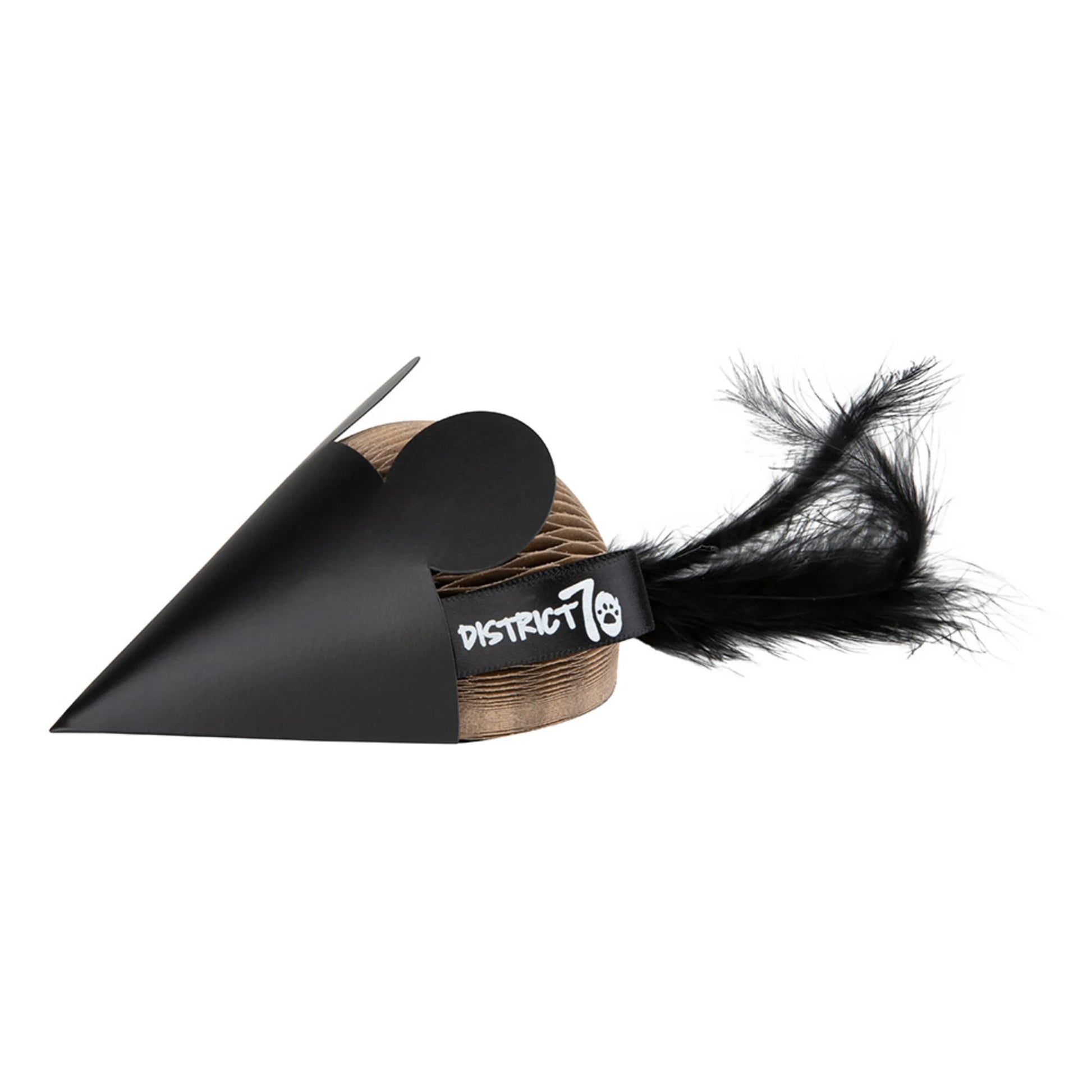 Dettaglio del gioco topo sonoro con piuma incluso nella giftbox set 3 giochi per gatti