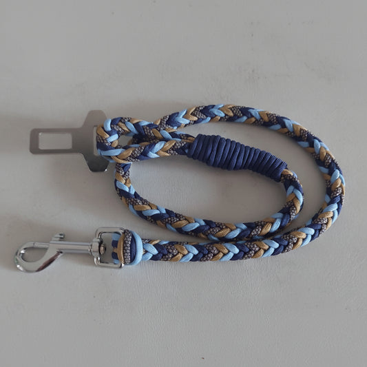 Guinzaglio auto bosco incantato blu realizzato artigianalmente in italia intrecci realizzati a mano per la linea di zekyshop