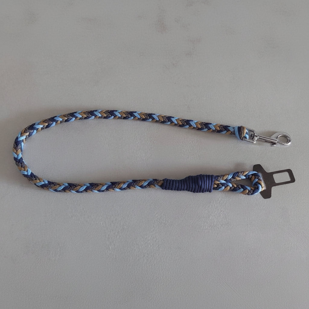 Guinzaglio Bosco Incantato blu per auto realizzato artigianalmente in italia per la linea di zakyshop