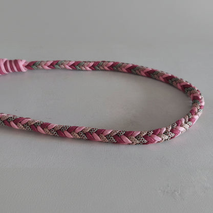 Particolare del guinzaglio auto bosco incantato rosa realizzato in italia artigianalmente by ZekyShop