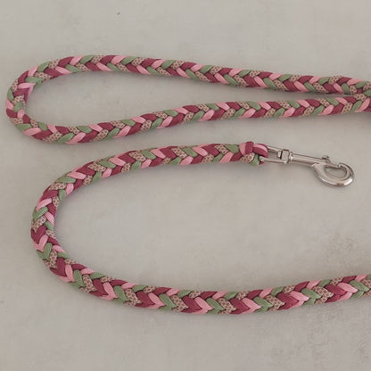 guinzaglio Bosco Incantato rosa e verde disponibile in altre colorazioni made in Italy artigianale prodotto by ZekyShop