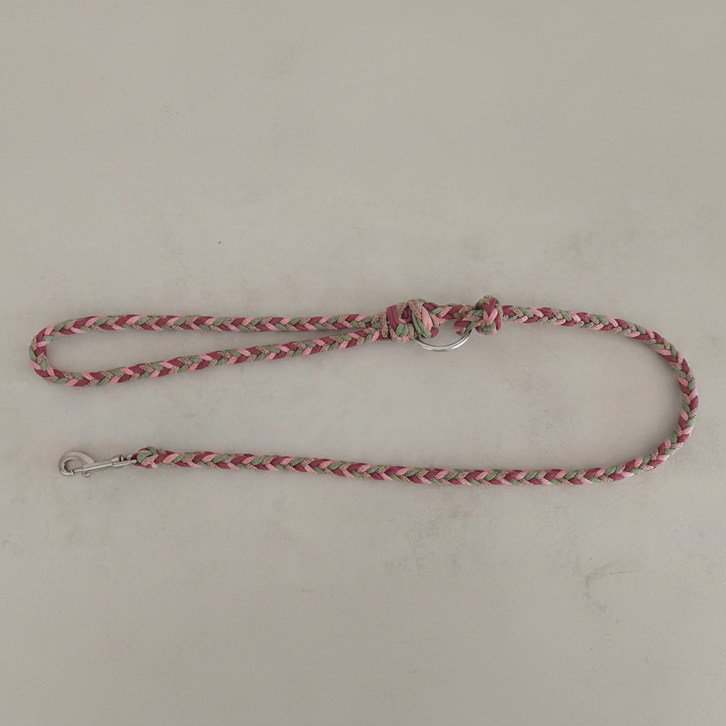 Guinzaglio Bosco Incantato Rosa e verde made in Italy artigianale disponibile in altre varianti prodotto da ZekyShop