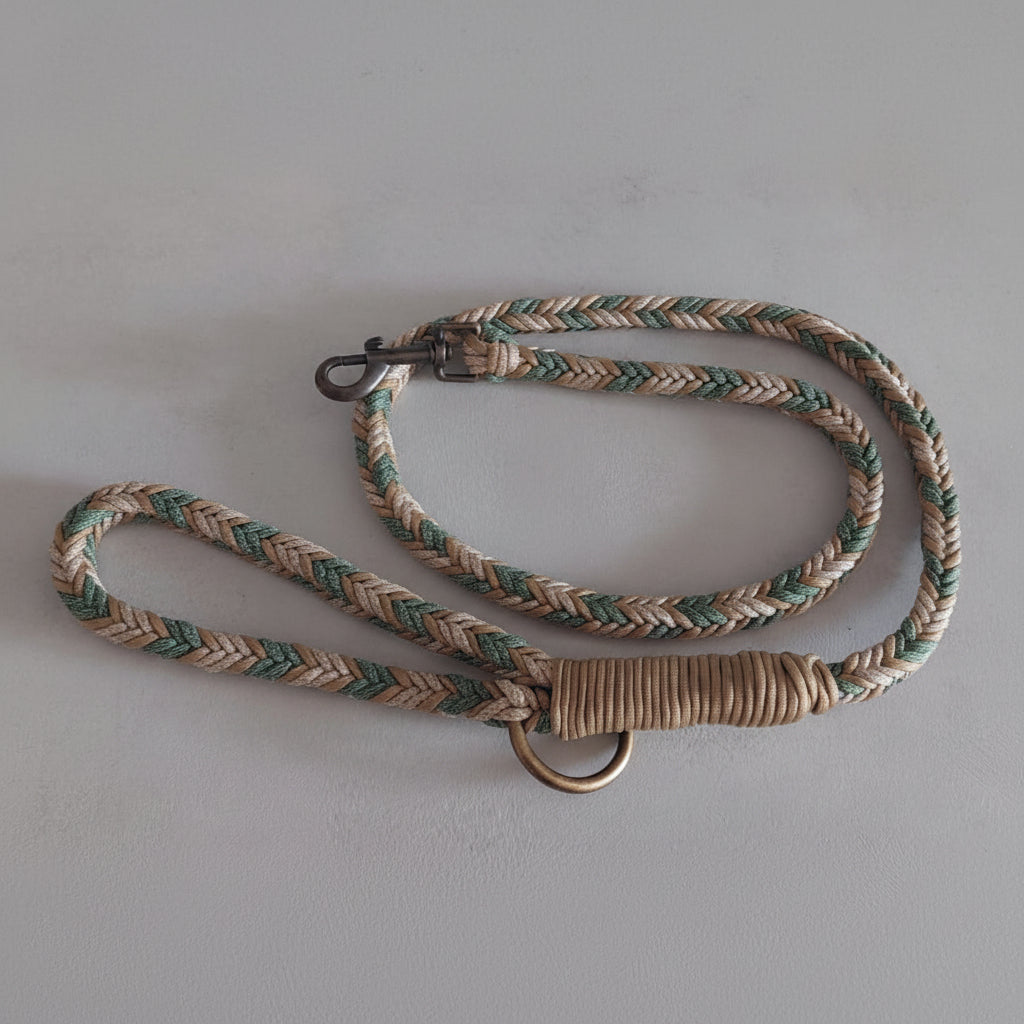 Guinzaglio Bosco Incantato Verde realizzato artigianalmente in Italia