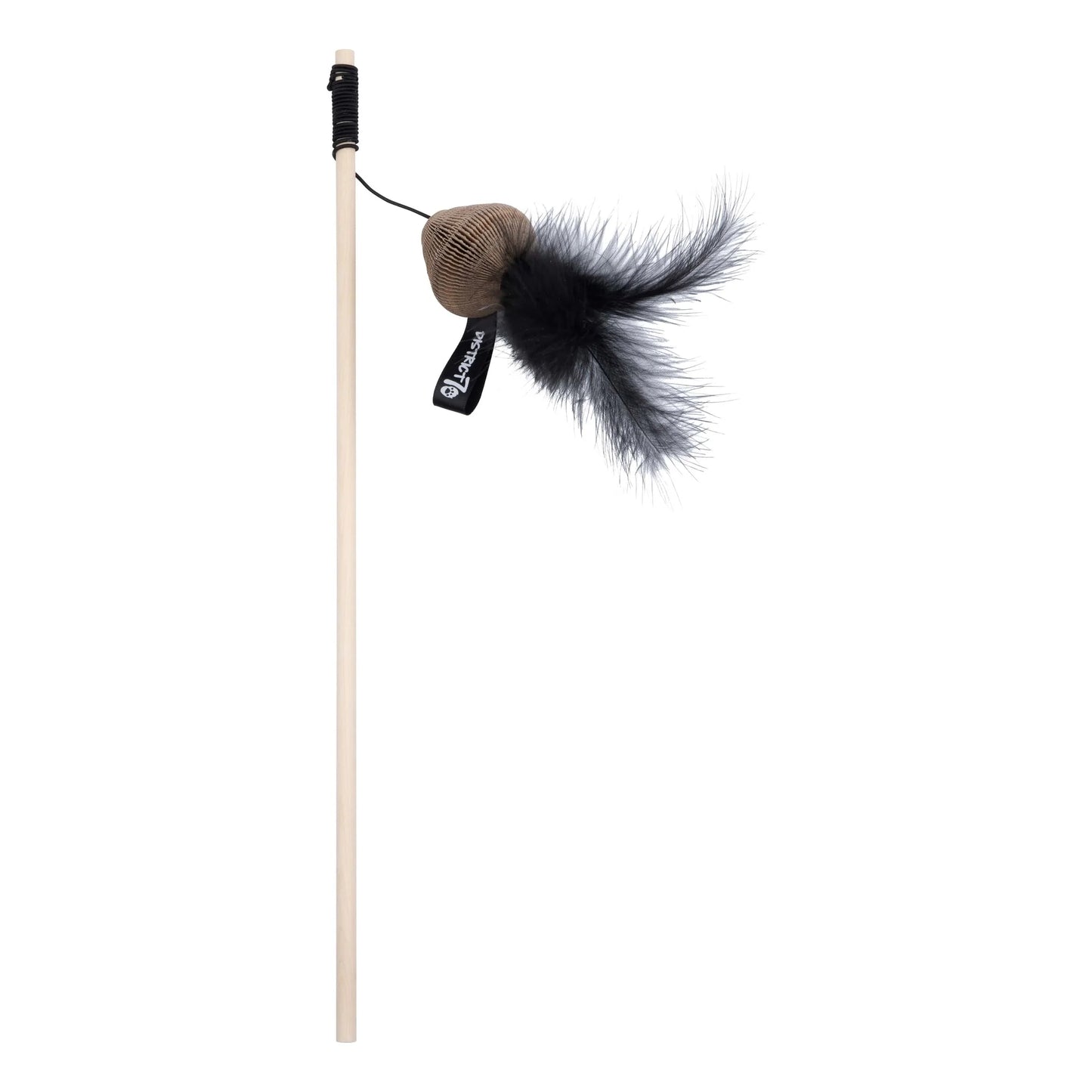 bacchetta smash gioco interattivo per gatti con piume nere e campanellino