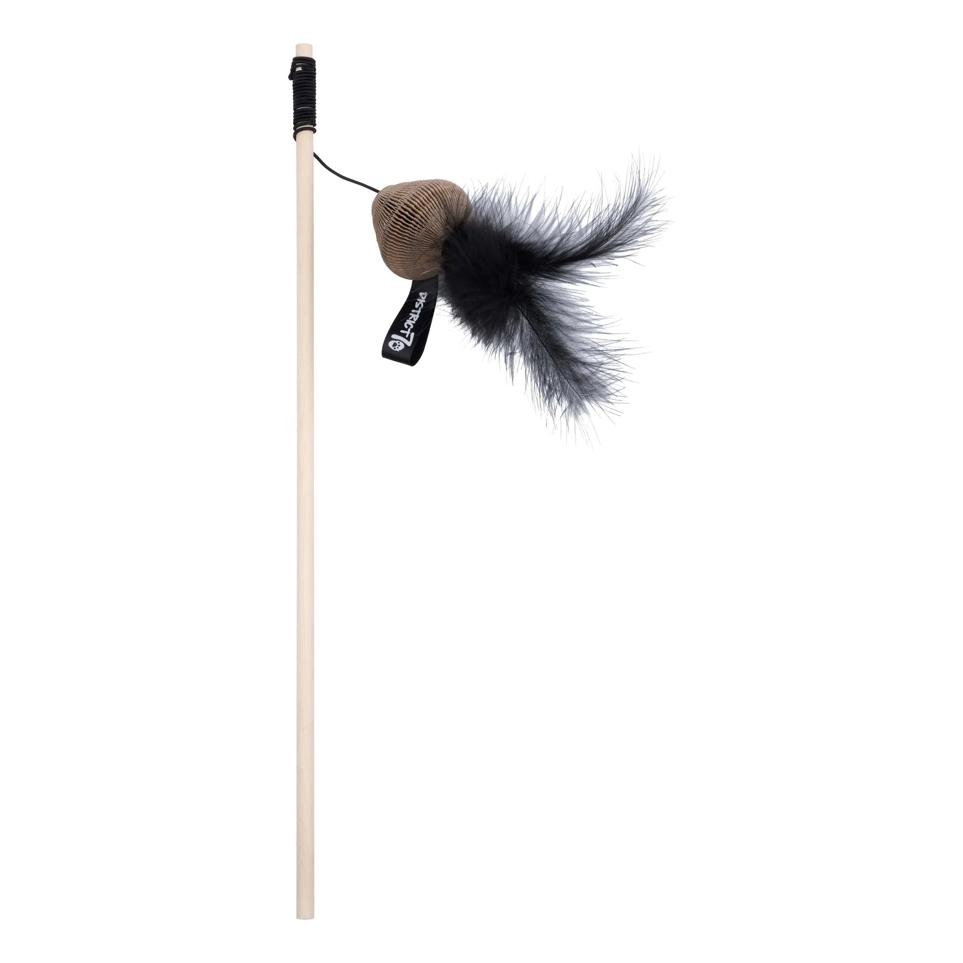 bacchetta smash gioco interattivo per gatti con piume nere e campanellino