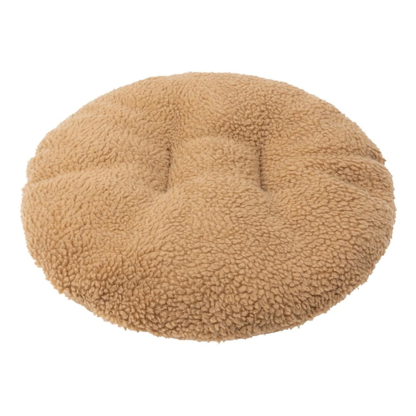 dettaglio del cuscino interno della cuccia sacco teddy colore mocca fatto da tessuto in peluche morbio ed accogliente per gatti