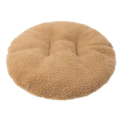 dettaglio del cuscino interno della cuccia sacco teddy colore mocca fatto da tessuto in peluche morbio ed accogliente per gatti