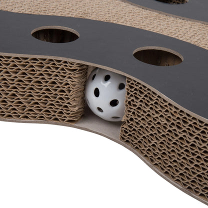 Accessorio elegante per gatti – tiragraffi Snake- dettaglio dei fori per rincorrere le palline lungo il percorso