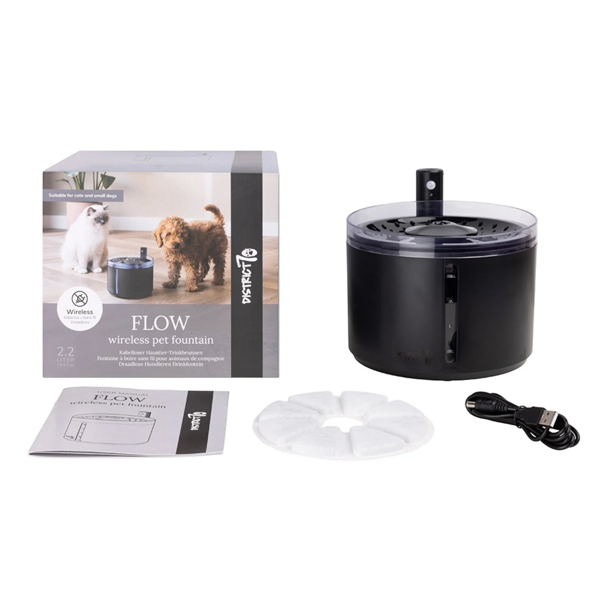 fontana per animali domestici wireless design moderno con filtro e cavo per ricaricare