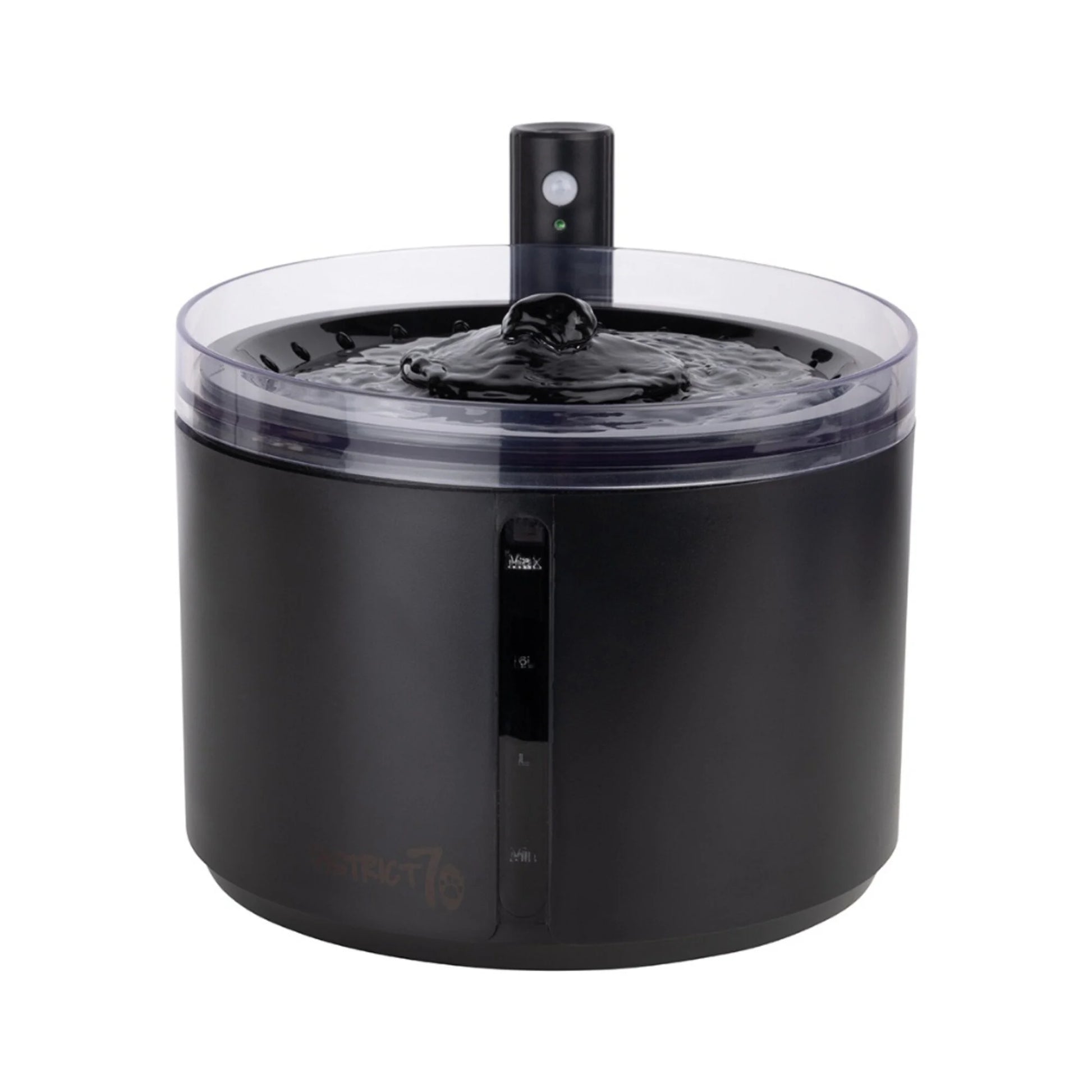 fontana di colore nero per animali domestici dal design moderno silenziosa e wireless