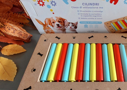 Gioco attivazione mentale per cani dettaglio dei cilindri colorati livello 1