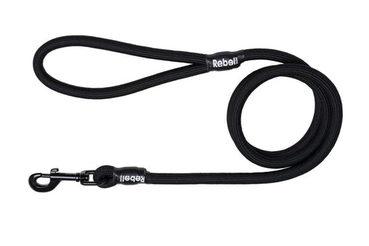 Guinzaglio Basic di colore nero Rebel Petz per cani con manico imbottito