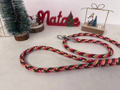 guinzaglio bosco incantato made in italy artigianale colori natalizi per festeggiare il natale con i nostri amici a quattro zampe