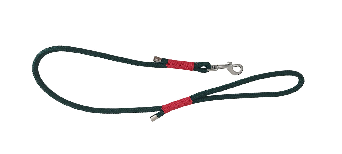 Guinzaglio Magia del Bosco verde e rosso con accessori in acciaio argentato disponibile in altre varianti di decorazioni e colori