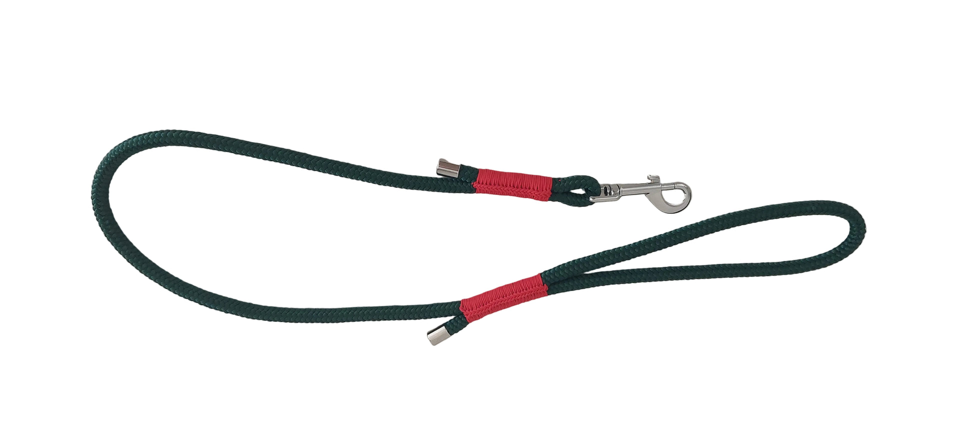Guinzaglio Magia del Bosco verde e rosso con accessori in acciaio argentato disponibile in altre varianti di decorazioni e colori