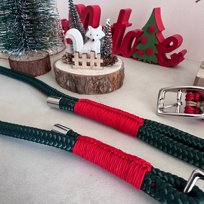 guinzaglio Magia del Bosco verde della linea stella di natale con decorazione rossa chic Natalizio