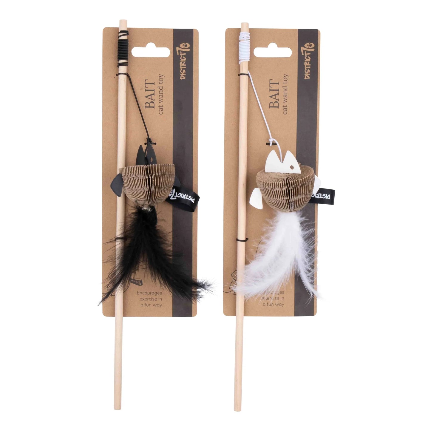 set bacchette bait varianti colore bianco e nero con piume e sonaglino