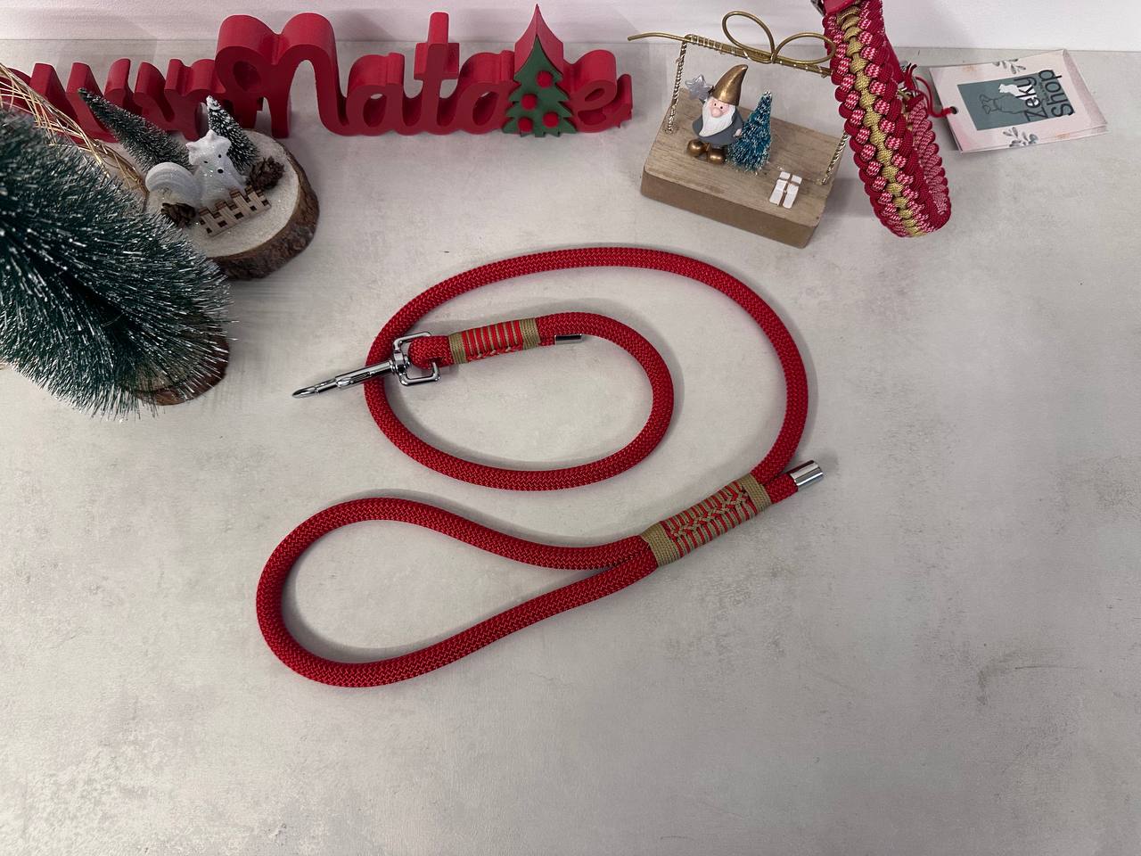 set guinzaglio e collare Isa chic natalizio della linea made in italy stella di natale di zekyshop