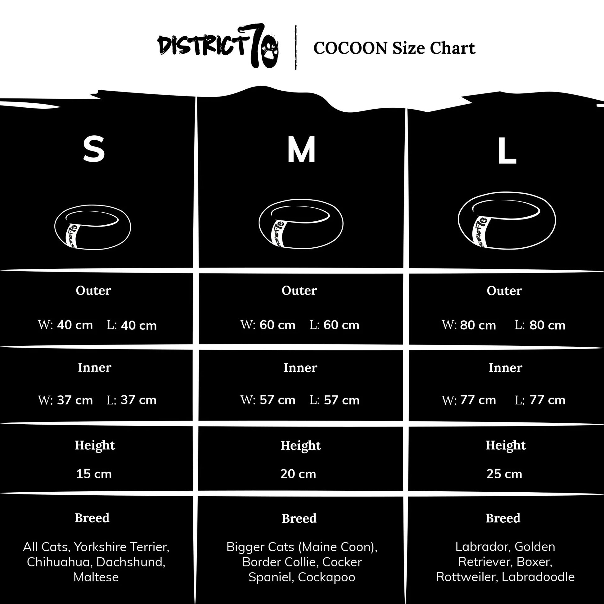 tabella delle misure del set delle cucce vimini